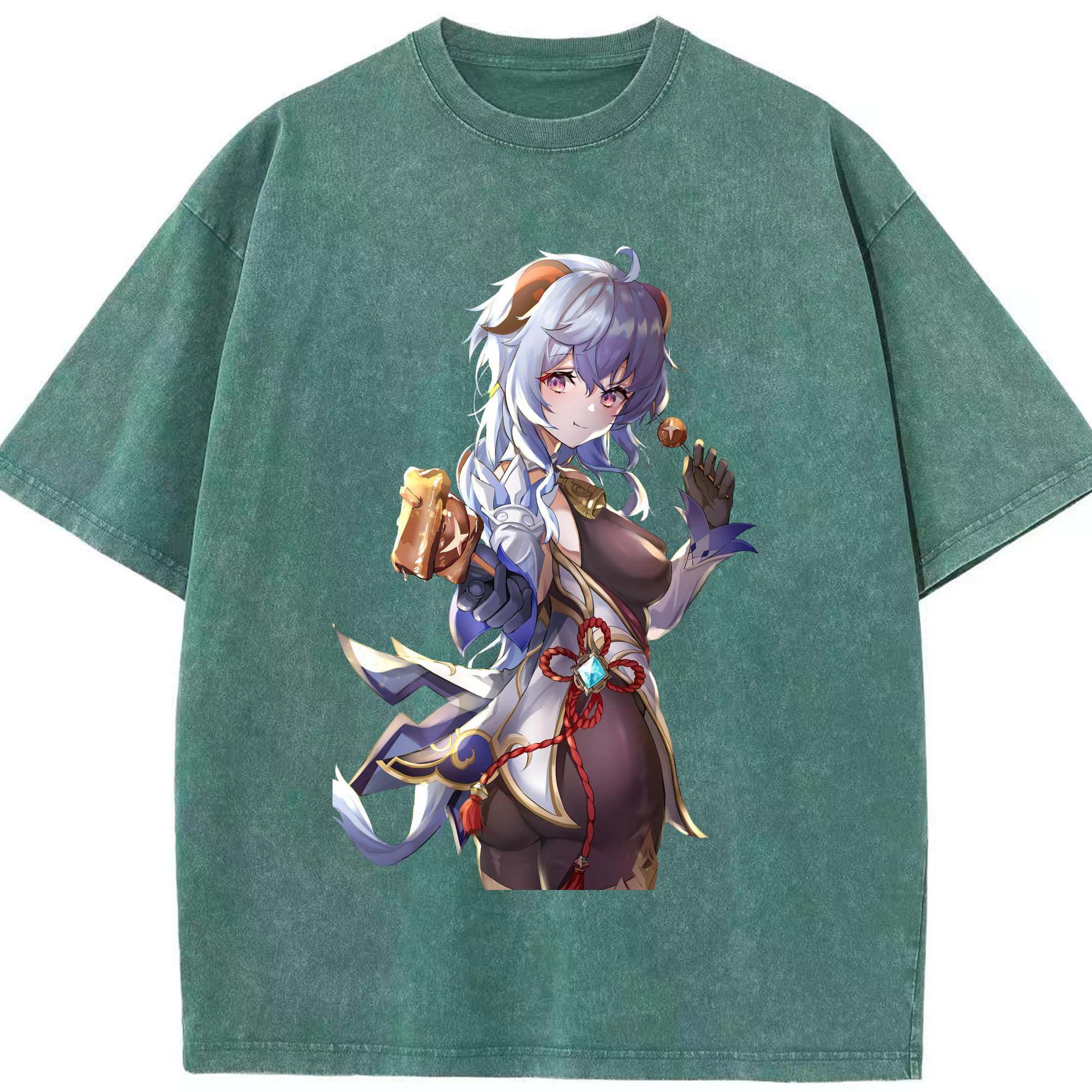 げんし神 甘雨 かんう genshin Ganyu 綿100% ヴィンテージ風 半袖Tシャツ（フロントプリント）